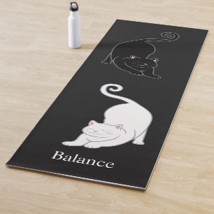Tapete De Yoga Gatos de Yoga Preto e Branco em Preto Quase Total
