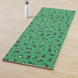 Tapete De Yoga Gatos pretos e brancos engraçados fazendo padrão d