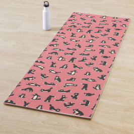 Tapete De Yoga Gatos pretos e brancos engraçados fazendo padrão d
