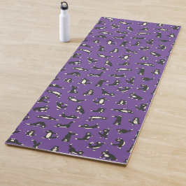 Tapete De Yoga Gatos pretos e brancos engraçados fazendo padrão d