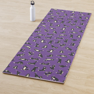 Tapete De Yoga Gatos pretos e brancos engraçados fazendo padrão d