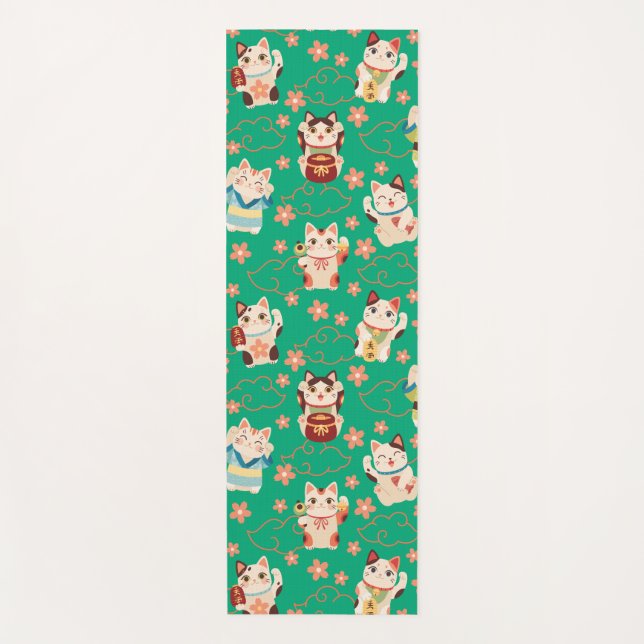 Tapete De Yoga Gatos Sortudos Maneki Neko (Frente)
