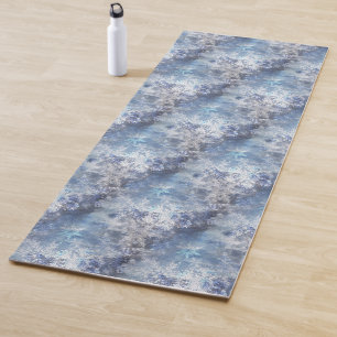 Tapete De Yoga Gelo e neve texturizados Padrão Azul de Natal