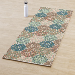 Tapete De Yoga Geo exterior XI teste padrão tribal azul & verde