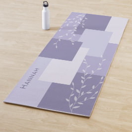 Tapete de Yoga Geométrico Roxo Botânico Personaliz