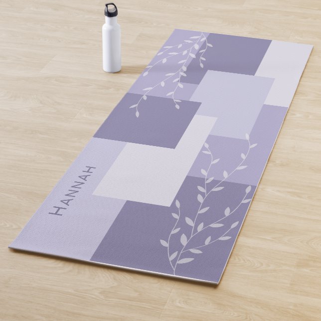 Tapete de Yoga Geométrico Roxo Botânico Personaliz (In Situ)