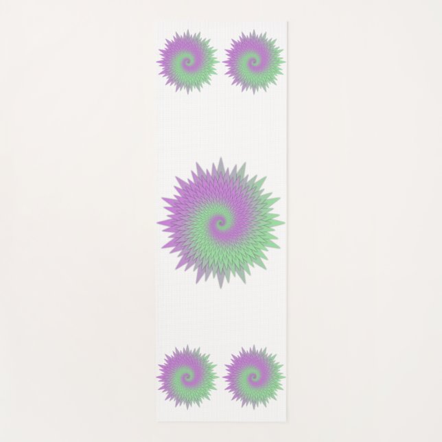 Tapete De Yoga Geométrico Roxo e Verde (Frente)