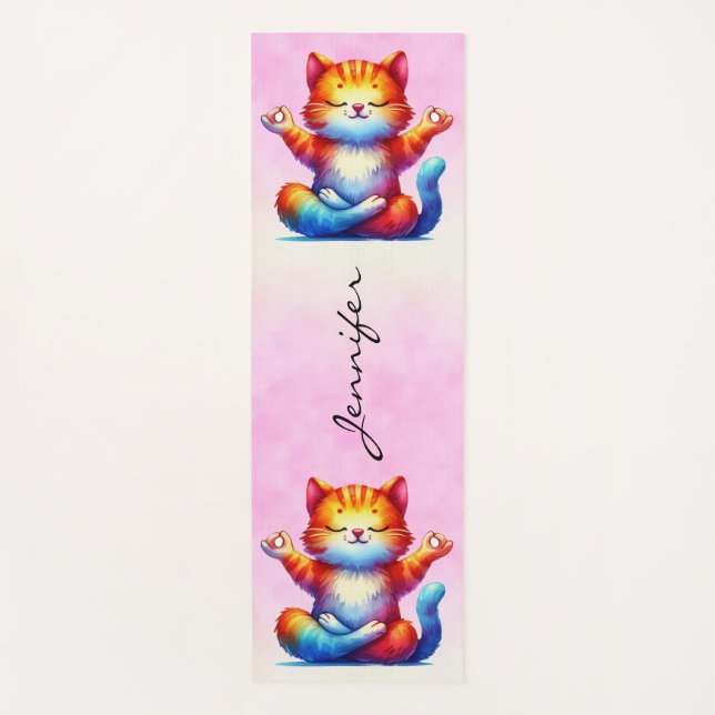 Tapete De Yoga Ginger Cat Tabby Cat Yoga Mat Rosa (Frente)