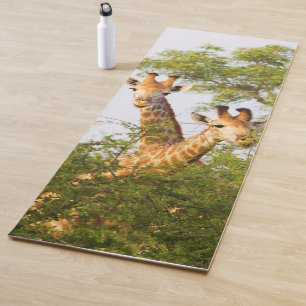 Tapete De Yoga Girafas Espiando Acima da Vegetação