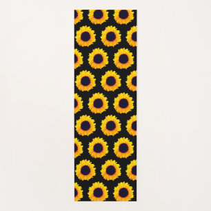 Tapete De Yoga Girassóis Amarelo Laranja Negro Yoga Floral Mat