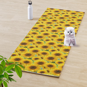 Tapete De Yoga Girassóis em Flor