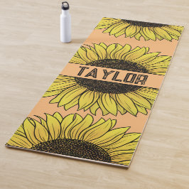 Tapete De Yoga Girassol em Monograma Sólido Nome