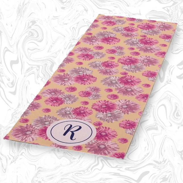 Tapete De Yoga Girly Floral Com Giro De Flores Modernas De Pastel (Criador carregado)