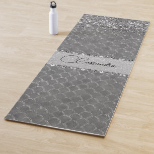 Tapete De Yoga Glam Silver Glittery Diamond Bling