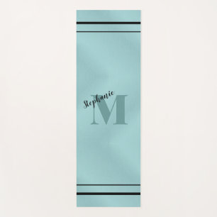 Tapete De Yoga Glam Teal Brutado Metal, Elegante Monograma
