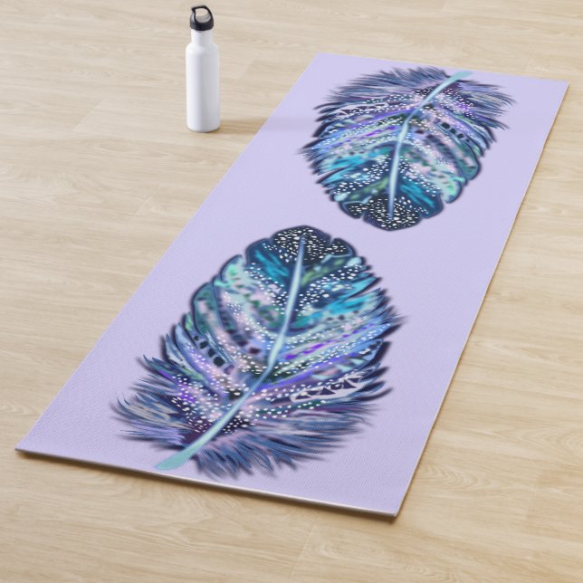 Tapete De Yoga Glitter Blue Feather Mat (In Situ)