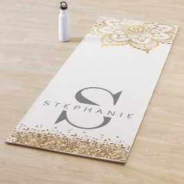 Tapete De Yoga Glitter de nome personalizado de mandala monograma