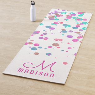 Tapete De Yoga Glitter e Monograma de Foil Confetti