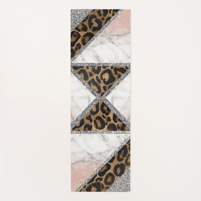 Tapete De Yoga Glitter Espumante Silver Marble Glitter Yoga Mat (Frente)