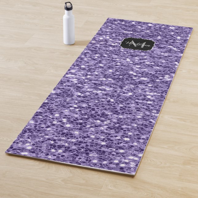 Tapete De Yoga Glitter roxo ultra violeta brilha monograma (In Situ)