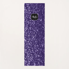 Tapete De Yoga Glitter ultra violeta escura brilha monograma