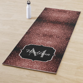 Tapete De Yoga Glitter vermelho castanho brilha monograma
