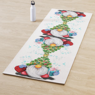 Tapete De Yoga Gnomos bonitos com chapéu de árvore de Natal e p