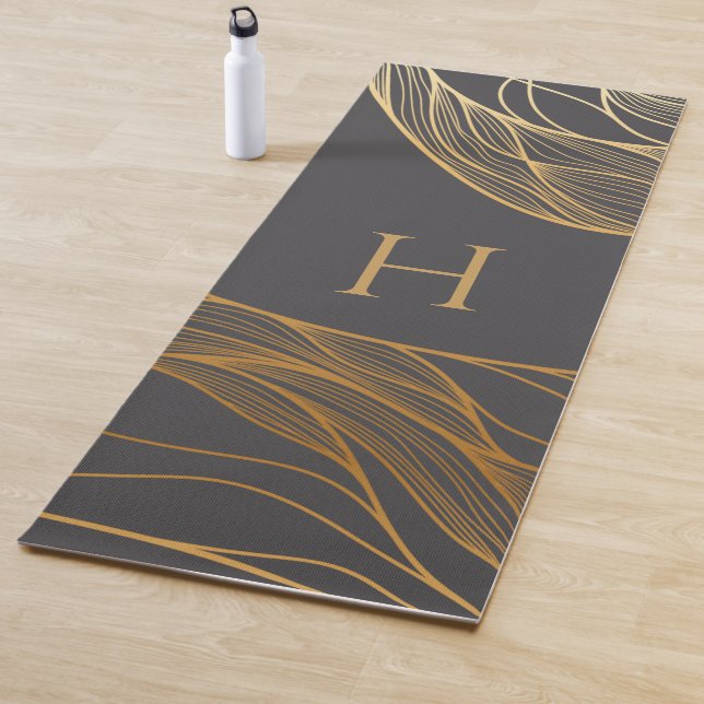 Tapete De Yoga Gold and Gray Modern Pattern Monogram (In Situ)