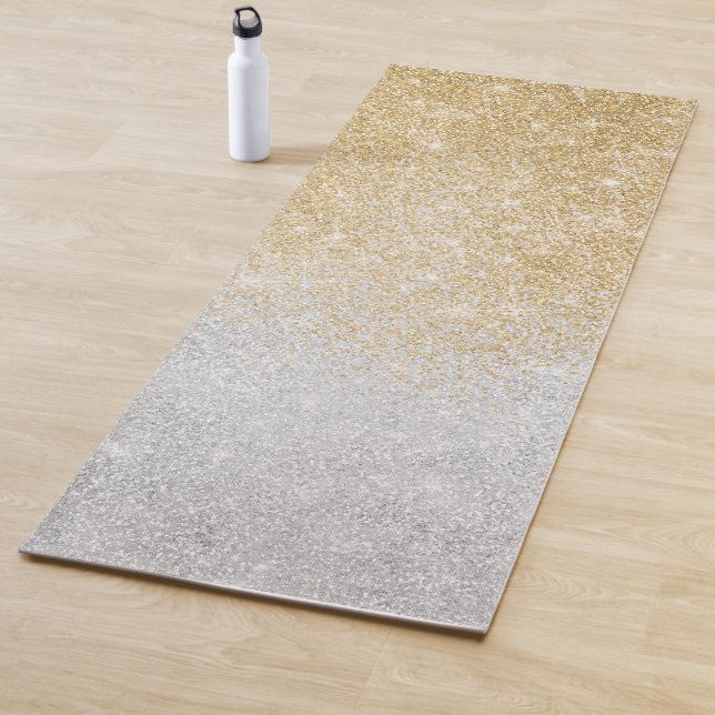 Tapete De Yoga Gold and Silver Glitter Ombre Luxury Design  (In Situ)