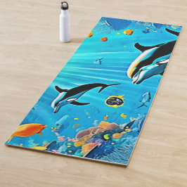 Tapete De Yoga Golfinhos e Recife: Alegria Submarina