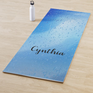 Tapete De Yoga Gotas legal de água azul personalizadas
