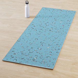 Tapete De Yoga Gotículas de chuva em fundo turquesa