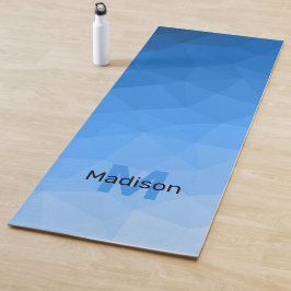 Tapete De Yoga Gradiente de azul claro padrão de malha de geometr