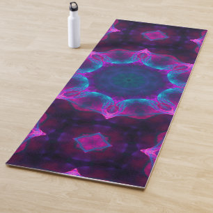 Tapete De Yoga Gradiente de Caleidoscópio Escuro e Azul Neon