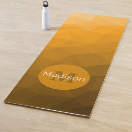 Tapete De Yoga Gradiente laranja malha geométrica ombre Monograma