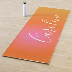 Tapete De Yoga Gradiente Laranja Retroativo   Nome de Script Pers