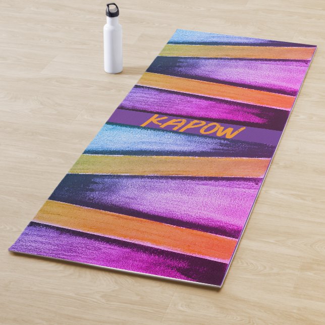 Tapete De Yoga Gráficos laranja, rosa, roxo e azuis (In Situ)