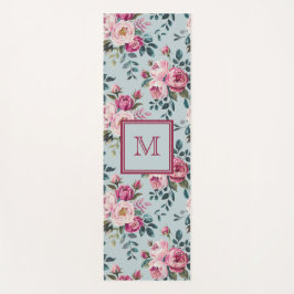 Tapete De Yoga Grandmillennial Dusty Rose Floral Custom Monogram