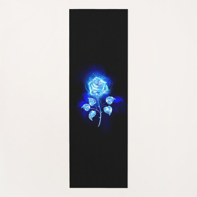 Tapete De Yoga Gravação de Rosa Azul (Frente)