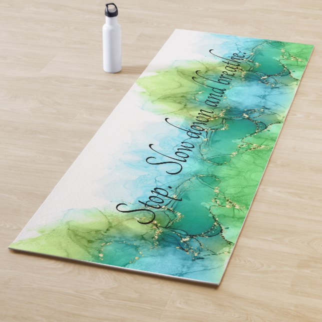 Tapete De Yoga Green and Blue Yoga Mat, Breathe (In Situ)
