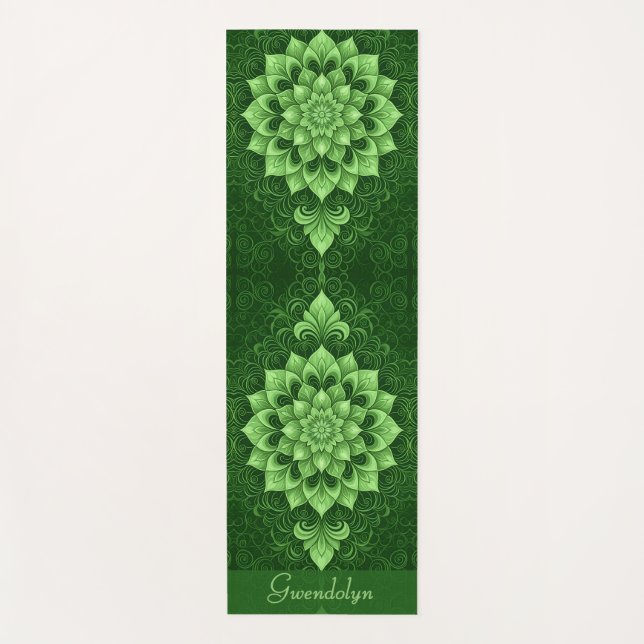 Tapete De Yoga Green Mandala Flower Yoga Mat (Frente)