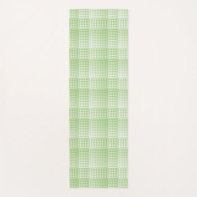 Tapete De Yoga Green White Checker Abstract Pattern (Frente)