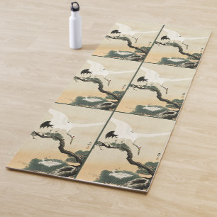 Tapete De Yoga Grelha Japonesa Vintage Ohara Koson Arte do Pinhei