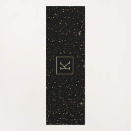 Tapete De Yoga Grelhas Douradas e brilho e preto