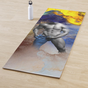 Tapete De Yoga grito do físico musculoso em tons de cinza do Slip