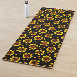 Tapete De Yoga Groovy 70s Daisy Flower Power Pattern