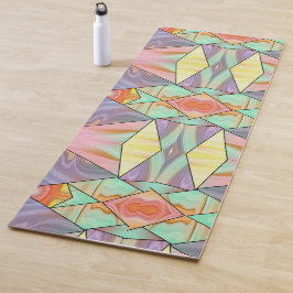 Tapete De Yoga Groovy 70s Púrpura rosa e padrão mármore cor-de-ro