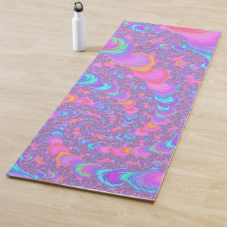 Tapete De Yoga Groovy Colorido Fluorescente Trippy Espiral Fracta