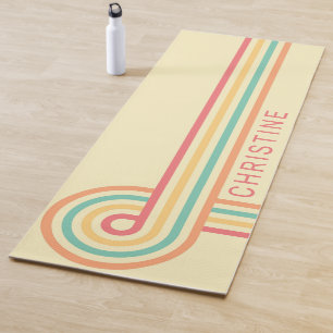 Tapete De Yoga Groovy de Arte da Linha Retroativa