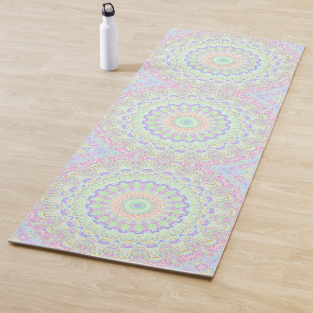 Tapete De Yoga Groovy Funky Boho Hippie Rainbow Abstrato Mandala (In Situ)